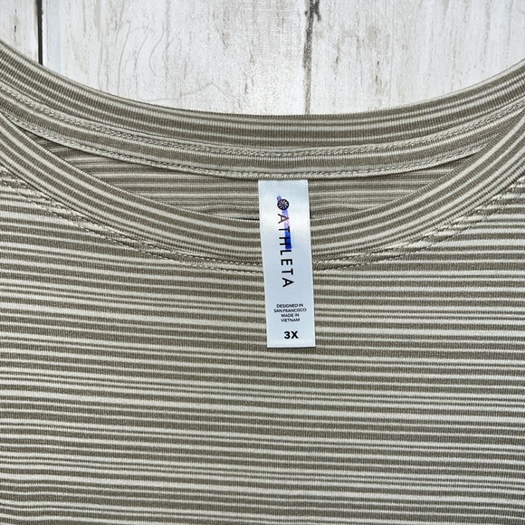 Athleta Muscle Tank Striped Green Size 3X - Picture 2 of 5